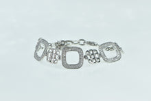 Load image into Gallery viewer, 18K 2.10 Ctw Diamond Geometric Square Chain Bracelet 7.25&quot; White Gold