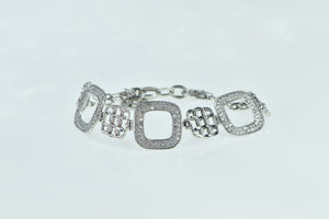 18K 2.10 Ctw Diamond Geometric Square Chain Bracelet 7.25" White Gold