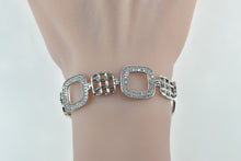 Load image into Gallery viewer, 18K 2.10 Ctw Diamond Geometric Square Chain Bracelet 7.25&quot; White Gold