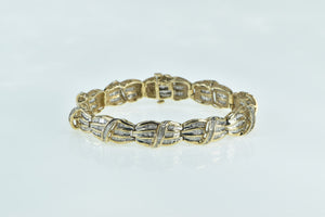 10K 3.00 Ctw Baguette Diamond Encrusted Tenni Bracelet 6.75" Yellow Gold