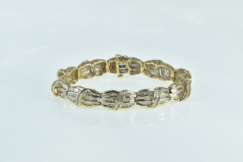 10K 3.00 Ctw Baguette Diamond Encrusted Tenni Bracelet 6.75