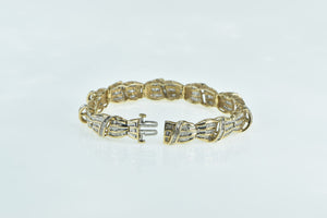 10K 3.00 Ctw Baguette Diamond Encrusted Tenni Bracelet 6.75" Yellow Gold