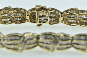 10K 3.00 Ctw Baguette Diamond Encrusted Tenni Bracelet 6.75" Yellow Gold