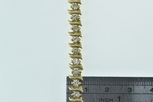14K 3.00 Ctw Round Diamond Classic Wavy Tennis Bracelet 7" Yellow Gold
