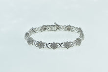 Load image into Gallery viewer, 10K 1.25 Ctw Diamond Square Cluster X Link Bracelet 7&quot; White Gold