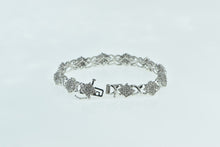 Load image into Gallery viewer, 10K 1.25 Ctw Diamond Square Cluster X Link Bracelet 7&quot; White Gold