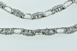 10K 1.25 Ctw Diamond Square Cluster X Link Bracelet 7" White Gold