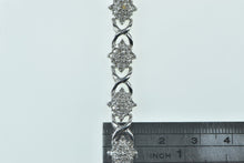 Load image into Gallery viewer, 10K 1.25 Ctw Diamond Square Cluster X Link Bracelet 7&quot; White Gold