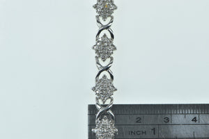 10K 1.25 Ctw Diamond Square Cluster X Link Bracelet 7" White Gold