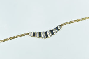 14K 3.00 Ctw Baguette Sapphire Diamond Chain Necklace 17.75" Yellow Gold