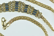 Load image into Gallery viewer, 14K 3.00 Ctw Baguette Sapphire Diamond Chain Necklace 17.75&quot; Yellow Gold
