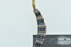 14K 3.00 Ctw Baguette Sapphire Diamond Chain Necklace 17.75" Yellow Gold