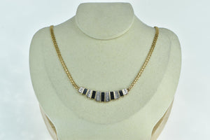 14K 3.00 Ctw Baguette Sapphire Diamond Chain Necklace 17.75" Yellow Gold