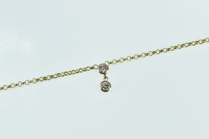 14K 0.72 Ctw Diamond Bezel Dangle Chain Necklace 17" Yellow Gold