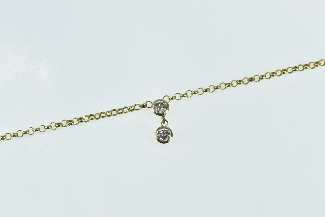 14K 0.72 Ctw Diamond Bezel Dangle Chain Necklace 17