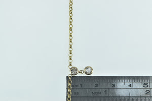 14K 0.72 Ctw Diamond Bezel Dangle Chain Necklace 17" Yellow Gold