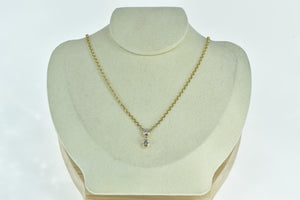 14K 0.72 Ctw Diamond Bezel Dangle Chain Necklace 17" Yellow Gold