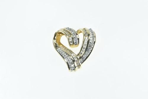 14K 1.30 Ctw Diamond Heart Loop Love Symbol Pendant Yellow Gold