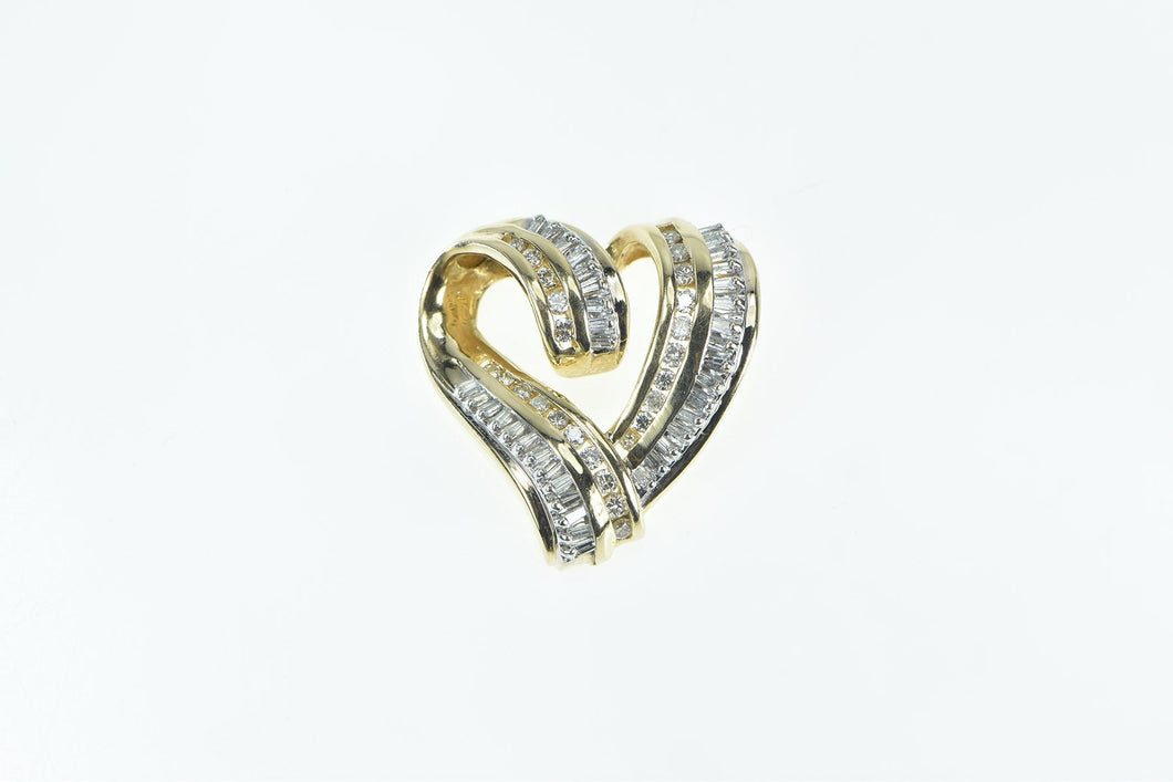 14K 1.30 Ctw Diamond Heart Loop Love Symbol Pendant Yellow Gold
