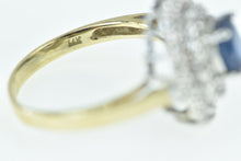 Load image into Gallery viewer, 14K Oval Sapphire Diamond Halo Cocktail Ring Yellow Gold
