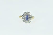 Load image into Gallery viewer, 14K Oval Tanzanite Diamond Halo Engagement Ring Yellow Gold