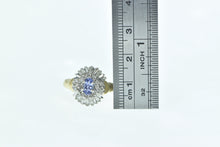 Load image into Gallery viewer, 14K Oval Tanzanite Diamond Halo Engagement Ring Yellow Gold