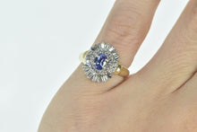 Load image into Gallery viewer, 14K Oval Tanzanite Diamond Halo Engagement Ring Yellow Gold