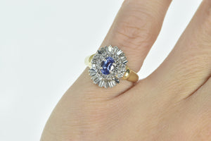 14K Oval Tanzanite Diamond Halo Engagement Ring Yellow Gold