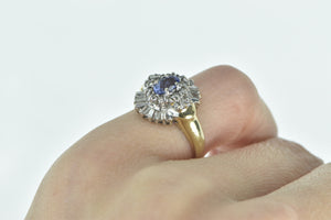 14K Oval Tanzanite Diamond Halo Engagement Ring Yellow Gold