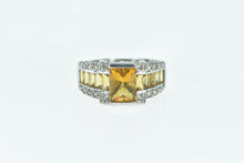 Load image into Gallery viewer, 14K Emerald Cut Citrine Diamond Statement Ring White Gold