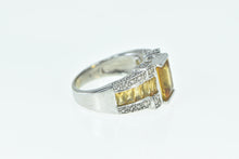 Load image into Gallery viewer, 14K Emerald Cut Citrine Diamond Statement Ring White Gold