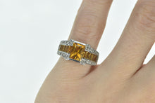 Load image into Gallery viewer, 14K Emerald Cut Citrine Diamond Statement Ring White Gold