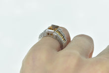 Load image into Gallery viewer, 14K Emerald Cut Citrine Diamond Statement Ring White Gold