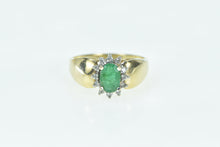 Load image into Gallery viewer, 14K Oval Natural Emerald Diamond Halo Vintage Ring Yellow Gold