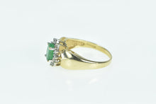 Load image into Gallery viewer, 14K Oval Natural Emerald Diamond Halo Vintage Ring Yellow Gold