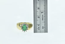 Load image into Gallery viewer, 14K Oval Natural Emerald Diamond Halo Vintage Ring Yellow Gold