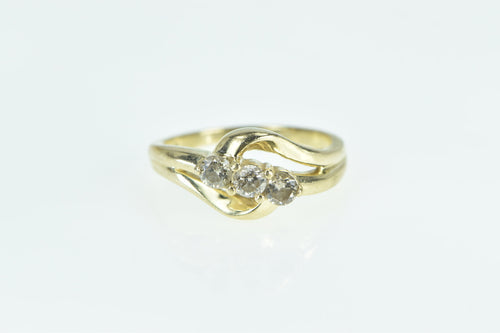 10K 0.40 Ctw Diamond Three Stone Bypass Ring Yellow Gold