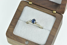 Load image into Gallery viewer, 14K Oval Sapphire Diamond Accent Engagement Ring White Gold