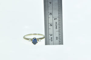 14K Oval Sapphire Diamond Accent Engagement Ring White Gold