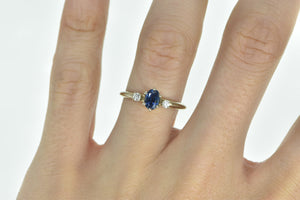 14K Oval Sapphire Diamond Accent Engagement Ring White Gold