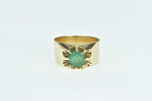 Load image into Gallery viewer, 14K 0.70 Ct Natural Emerald Wide Band Belcher Ring Yellow Gold