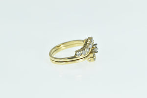 14K 0.95 Ctw Diamond Swirl Engagement Set Ring Yellow Gold