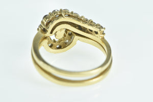 14K 0.95 Ctw Diamond Swirl Engagement Set Ring Yellow Gold