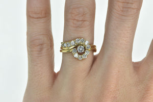 14K 0.95 Ctw Diamond Swirl Engagement Set Ring Yellow Gold