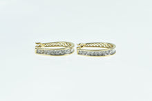 Load image into Gallery viewer, 10K 0.75 Ctw Diamond Oval Statement Hoop Earrings Yellow Gold