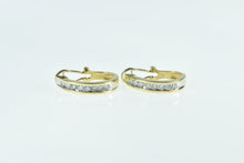 Load image into Gallery viewer, 14K 0.96 Ctw Diamond Oval 24.2mm Hoop Earrings Yellow Gold