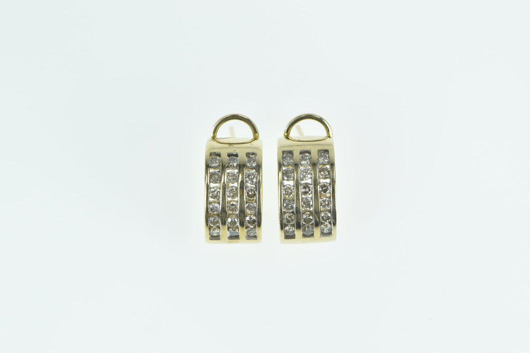 10K 0.72 Ctw Diamond Squared French Clip Hoop Earrings Yellow Gold