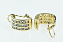 Load image into Gallery viewer, 10K 0.72 Ctw Diamond Squared French Clip Hoop Earrings Yellow Gold