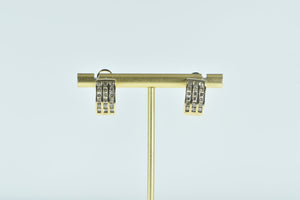 10K 0.72 Ctw Diamond Squared French Clip Hoop Earrings Yellow Gold