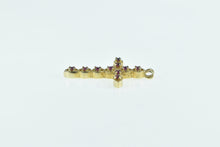 Load image into Gallery viewer, 14K Natural Ruby Ornate Cross Christian Faith Pendant Yellow Gold